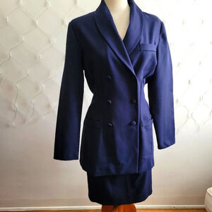 Retro Suit by Jennifer James / 2 Piece Suit / Navy Blue / Size 12